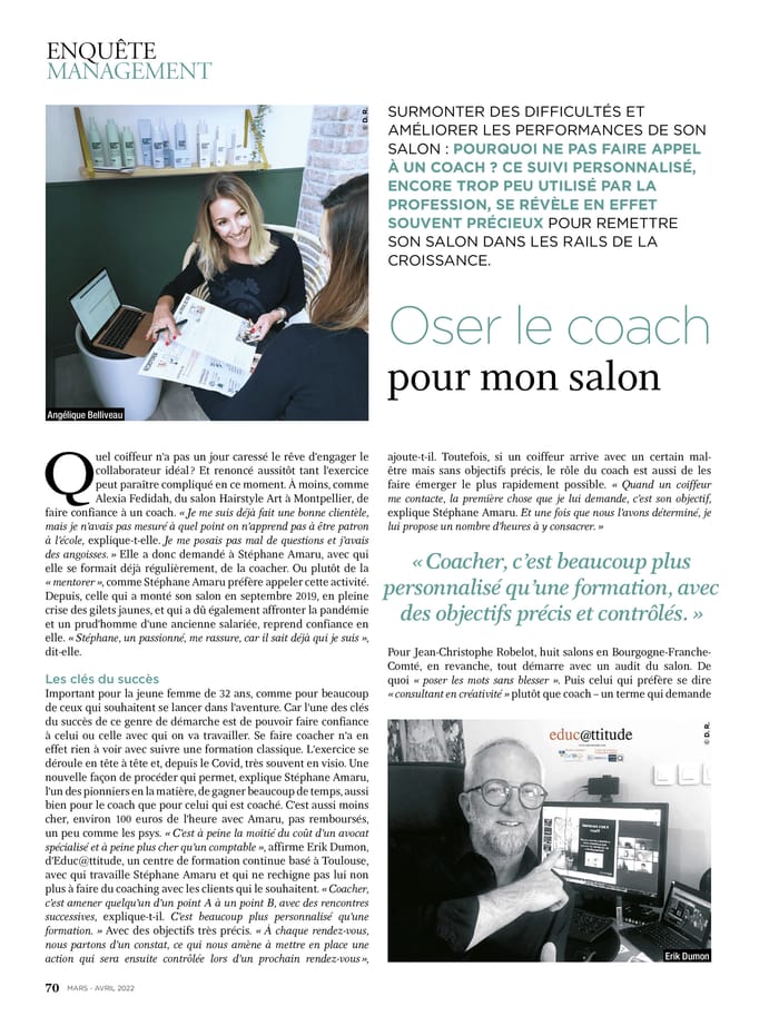 Page originale de l'article Oser le coach pour mon salon dans L'Éclaireur